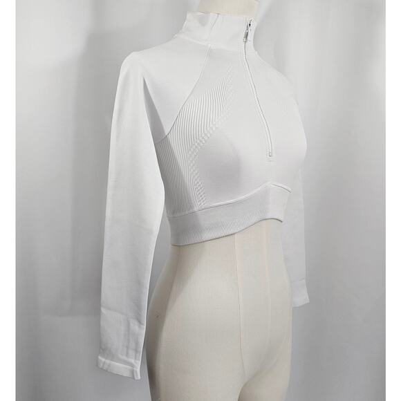 Joja Exhale White Cropped 1/2 Zip Textured Long Sleeve Pullover Size S NWOTF - Picture 6 of 14